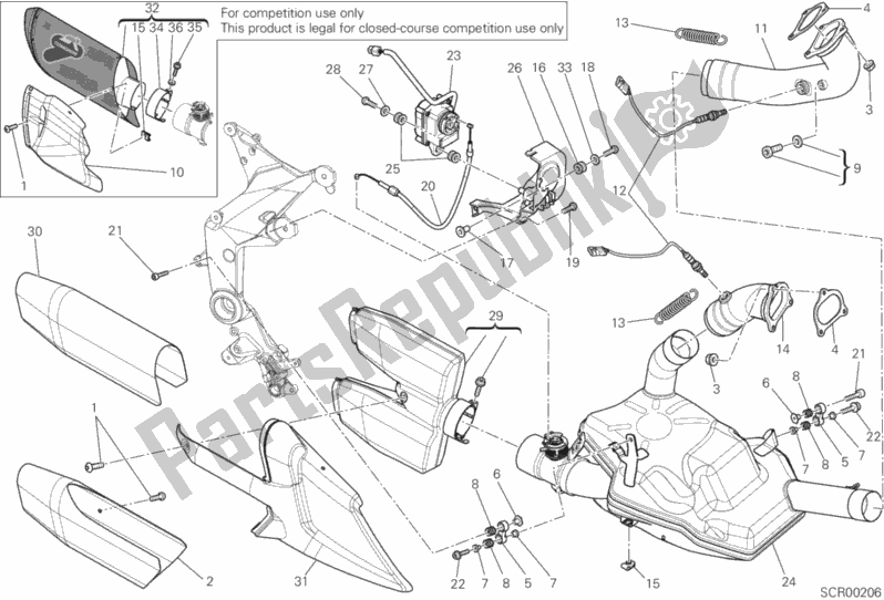 Todas as partes de 019 - Sistema De Exaustão do Ducati Multistrada 1200 ABS Thailand 2014